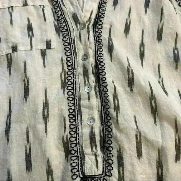 Womens BOHO/Western White/Black/Gray Embroidered Handmade Tunic Top Sz XS/S - Picture 7 of 10